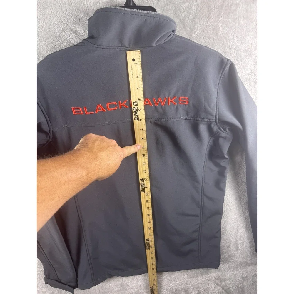 Chicago Blackhawks Jacket Mens Small Gray Red NHL Hockey Full Zip Softshell‎